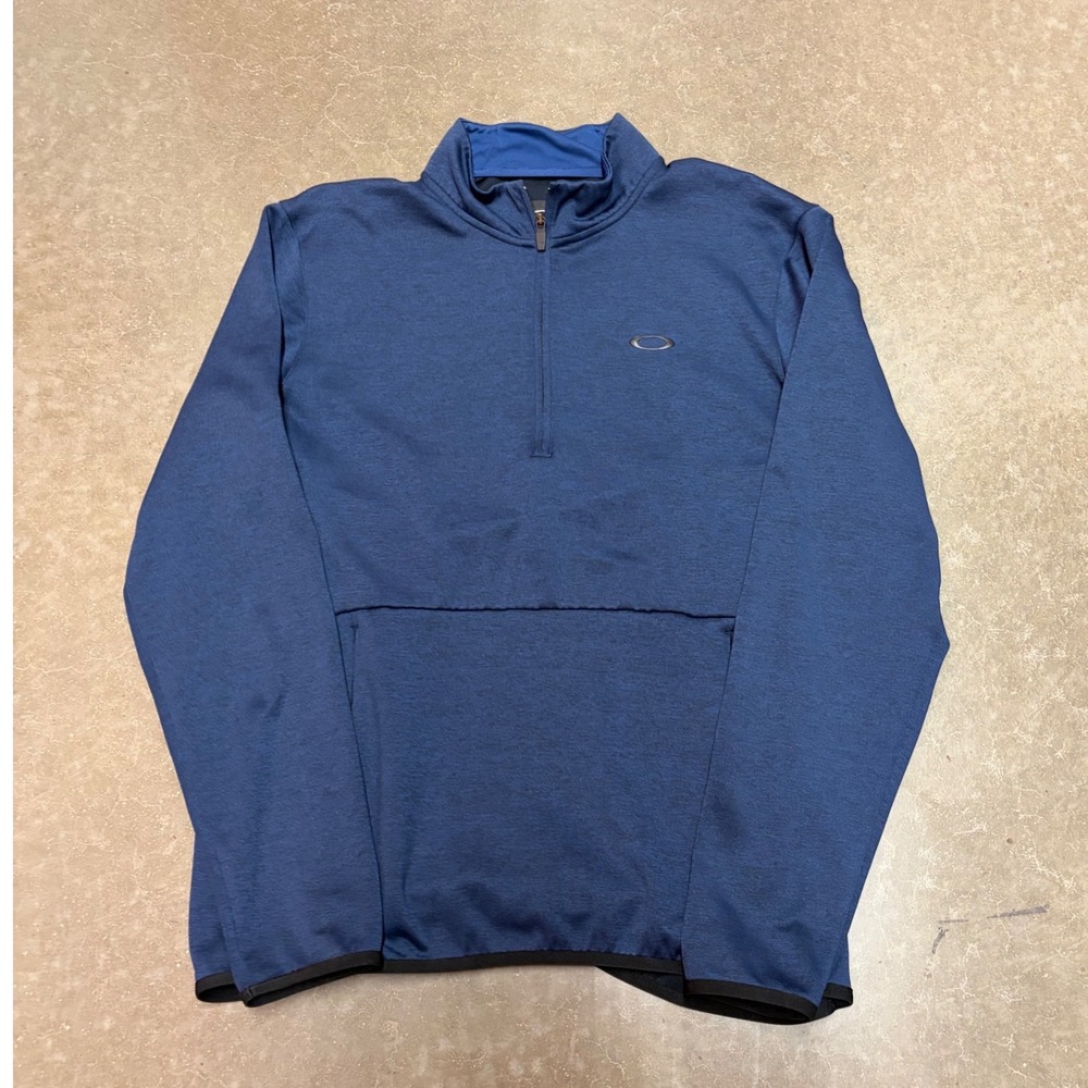 Oakley Mens Quarter Zip Pullover Heathered Navy Blue Regular Fit Activewear XL